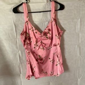 Pink floral tank top
